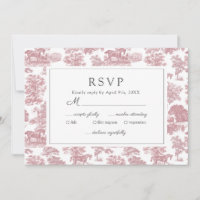 Elegante Vintage Chic Pink Toile Horse RSVP