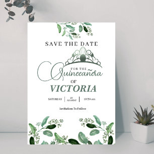 Reserve A Data Elegante Vintage Quinceañera Sage Coroa Verde