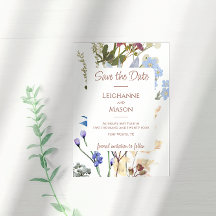 Elegante Watercolor Wildflower Save Date (Salvar d