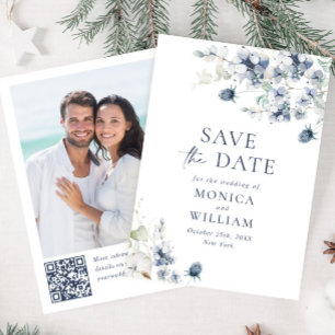 Reserve A Data Elegante Winter Foliage Boho Wedding Photo QR code