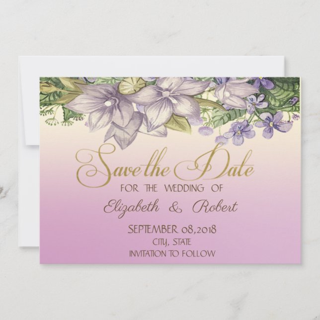 Reserve A Data Elegantes Flores Aquarela Chic Salvar A Data (Frente)