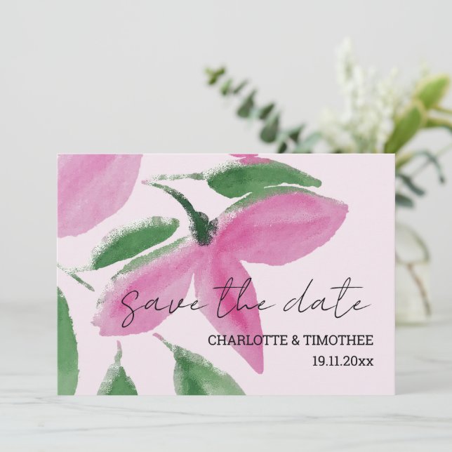 Reserve A Data Elegantes Flores Silvestres Rosa Românticas Arte A (Em pé/Frente)