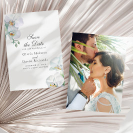 Reserve A Data Elegantes Orquídeas Brancas Foto Save the Date Cas