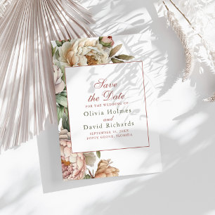 Reserve A Data Elegantes Peônias Rosa Água-Forte Casamento