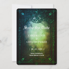 Reserve A Data Elgant Gothic Teal Rust Enquadrado Salvar A Data