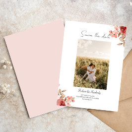 Reserve A Data ELLE Flor de Rosa Elegante Casamento Salve a Data