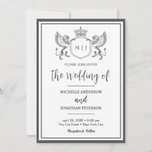 Reserve A Data Emblema Real Coroa Leões Monograma Foto Casamento