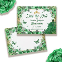 Emerald Green Dourada Glitter Floral Quinceanera