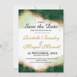 Reserve A Data Emerald Green & Dourado Agate Weding the Date