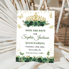 Reserve A Data Emerald Green Floral Tiara Butterfly Quinceanera