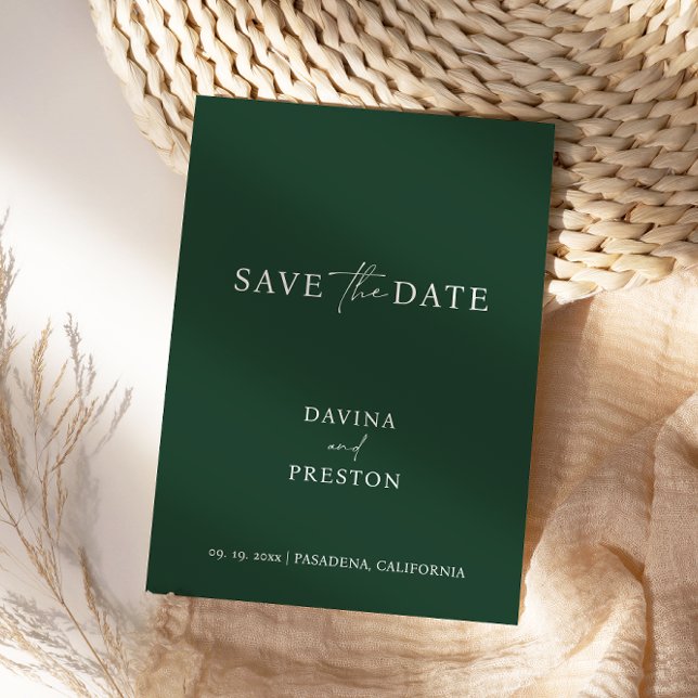 Reserve A Data Emerald Simple Wedding Script Modern Photo Save T (Criador carregado)