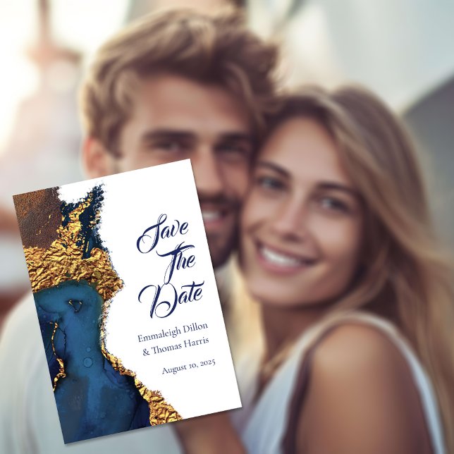 Reserve A Data Encantando Abstrato azul Dourado (Criador carregado)