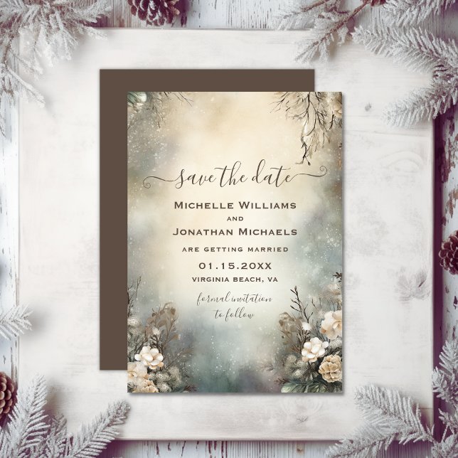 Reserve A Data Encantando Casamento Floral Romântico do Jardim de (Enchanting Romantic Winter Garden Floral Wedding Save The Date)