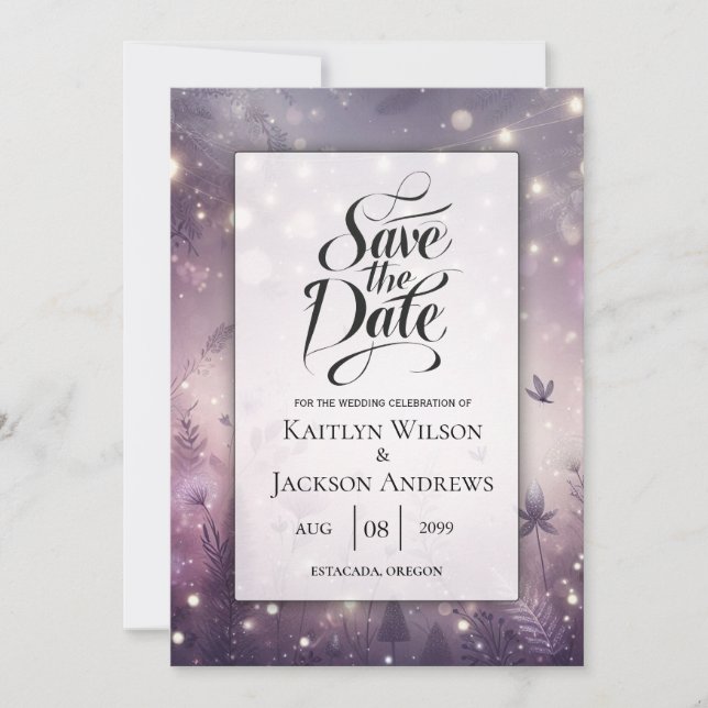 Reserve A Data Encanto Estrelado em Flor Casamento (Frente)