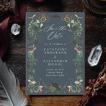 Reserve A Data Enchanted Night Garden Gothic Botanical Wedding<br><div class="desc">Step into an enchanted garden with this subtle gothic wedding save the date invitation, featuring a frame made of vintage illustrations of flowers, foliage and animals like a raven, bat, snake and an owl. Custom QR code and additional text on the back - perfect to mention your wedding website or...</div>