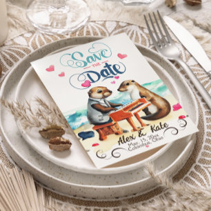 Reserve A Data Engraçado Casal Otters Casamento