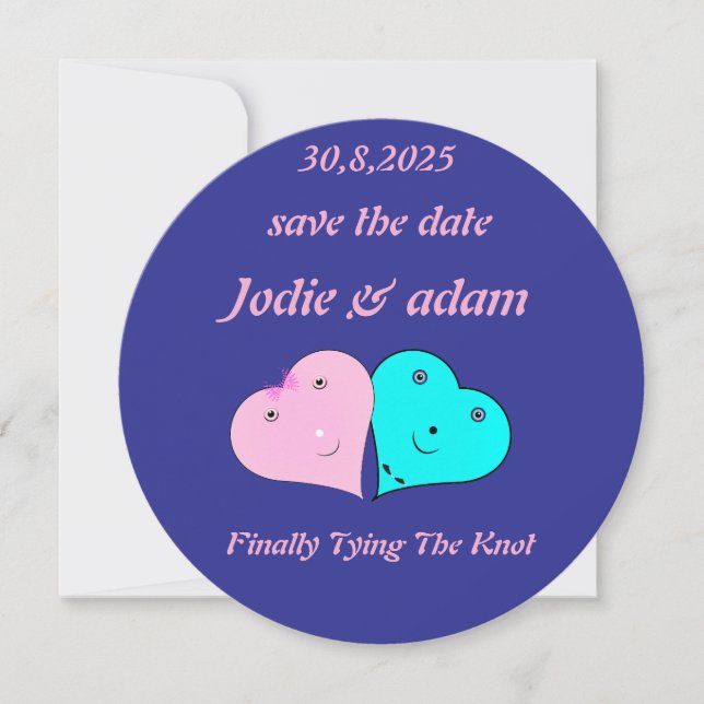 Reserve A Data engraçado mr & mrs Hearts (Frente)