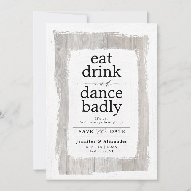 Reserve A Data Engraçado Rustic Barnwood (Frente)