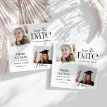 Reserve A Data Então e Agora | 2 Fotos de Formatura<br><div class="desc">Cartões modernos de 'então e agora' com 2 fotos de formatura,  apresentando 2 fotos do graduado em diferentes fases da vida. O cartão minimalista vem com um modelo de anúncio elegante que é fácil de editar e personalizar.</div>