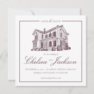 Reserve A Data Esboço da Casa Merrimon-Wynne Salve a Data