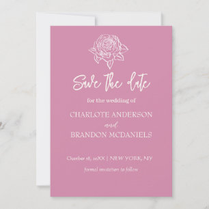 Reserve A Data Esboço de Rosa Minimal Floral Casamento Salve A Da