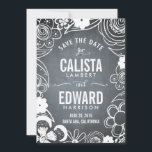 Reserve A Data Esboço Floral Salve a Data - Quadro de Giz<br><div class="desc">Cartões modernos e elegantes de salve a data da Berry Berry Sweet Designs. Visite nossa sala de exposição de design em WWW.BERRYBERRYSWEET.COM para mais designs de papelaria elegantes.</div>