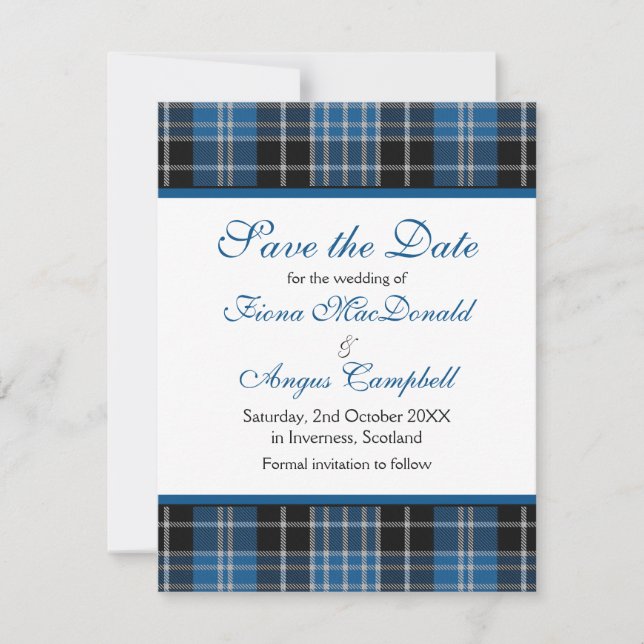 Reserve A Data Escocês Clark Tartan Wedding Save the Date Card (Frente)