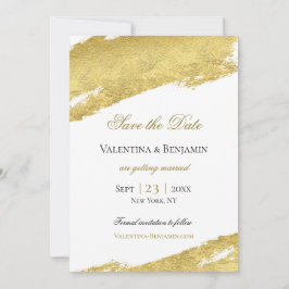 Reserve A Data Escova dourada derrame elegante casamento moderno