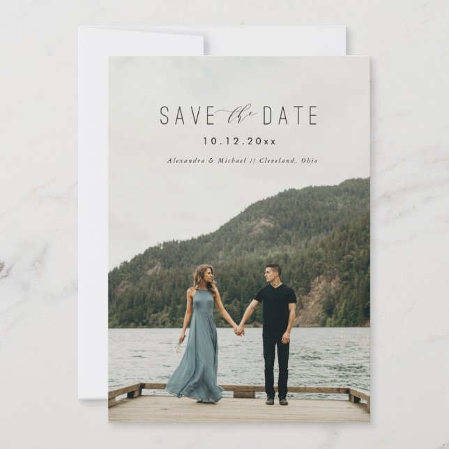 Reserve A Data Escrevendo Moderno Salvar a Data (Frente)