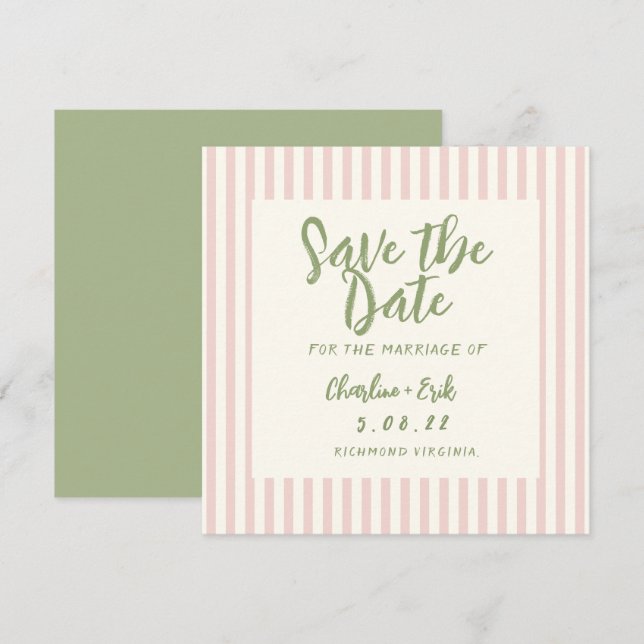 Reserve A Data Escrita à mão pastel Retro Casamento Salve A Data (Frente/Verso)