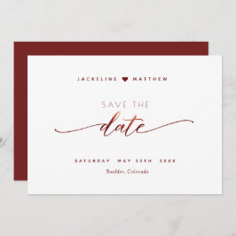 Reserve A Data Escrito Elegante, Casamento Simples Burgundy