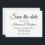 Reserve A Data Escrito legante Casamento preto e branco Salvar o<br><div class="desc">Salve a data,  cartão de lançamento de casamento da caligrafia Elegante. Preto e Branco</div>