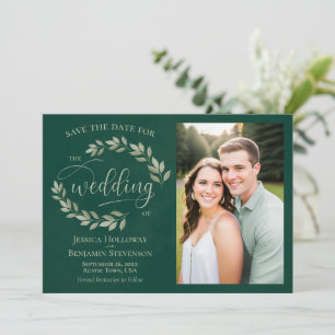 Reserve A Data Esmeralda & Sage Green Folhas e Casamento Fotográf
