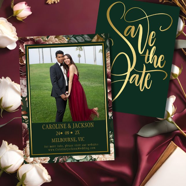 Reserve A Data Esmeralda verde Foto Moderna Casamento Salve a Dat (Criador carregado)