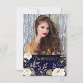 Reserve A Data Espanhol Salve a Data Marinho Azul Quinceanera Flo