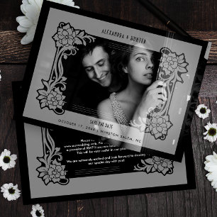 Reserve A Data Esplêndido Quadro de Luxo Vintage Casamento Flouri