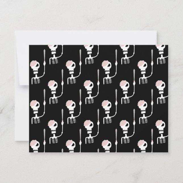 Reserve A Data Esqueleto de Halloween com Espada (Frente)