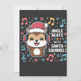 Reserve A Data Esquilo em Fones de ouvido e Santa Hat - Jingle Be