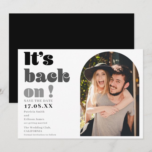 Reserve A Data Está de volta na foto do script preto, salve a dat (Frente/Verso)