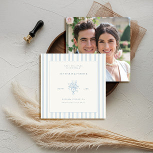 Reserve A Data Estate Chic Blue Stripes Floral Vase Foto Casament