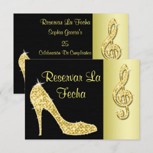 Reserve A Data Estilete Dourado E Clave De Sol 25º