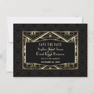 Reserve A Data Estilo de Deco De Arte Gatsby Do Excelente Dourado