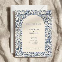 Estilo de vintagem floral de arco azul e creme ele