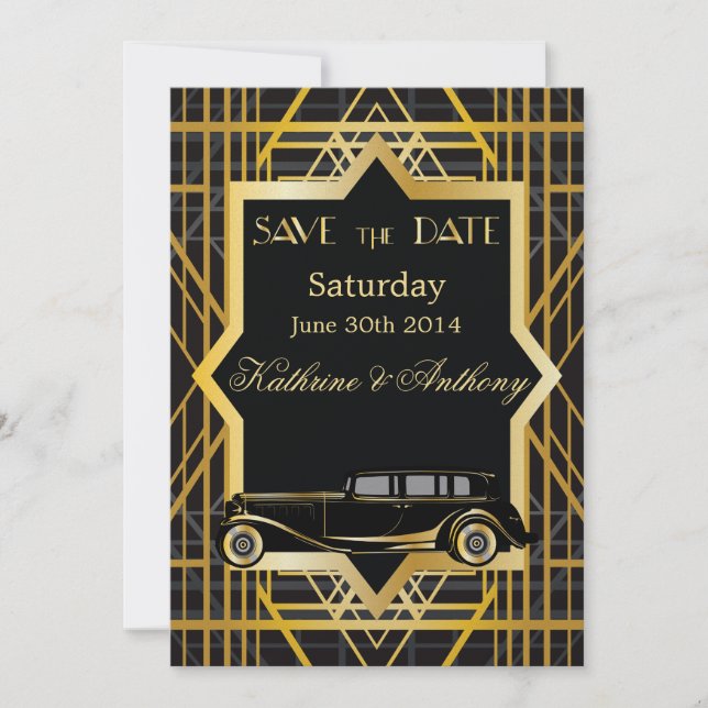 Reserve A Data Estilo Gatsby de 2000 itinerantes Salve a Data (Frente)