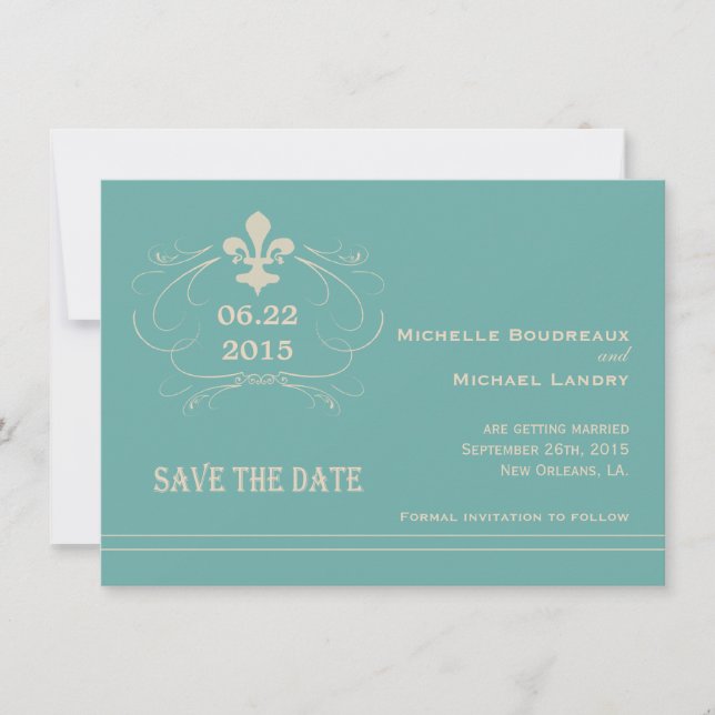 Reserve A Data Estilo Retrô Elegante Fleur de Lis Save the Date (Frente)