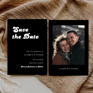 Reserve A Data Estilo Retro Foto Preto e Branco de Casamento
