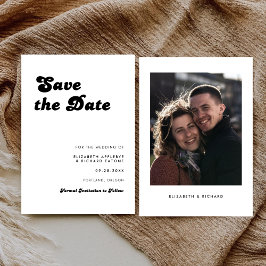 Reserve A Data Estilo Retro Foto Preto e Branco de Casamento