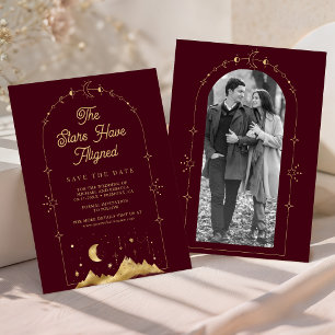 Reserve A Data Estrela Celestial Casamento Borgonha Dourado Cresc