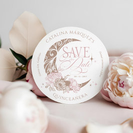 Reserve A Data Estrelas de Lua Celestiais Florais Elegantes Quinc