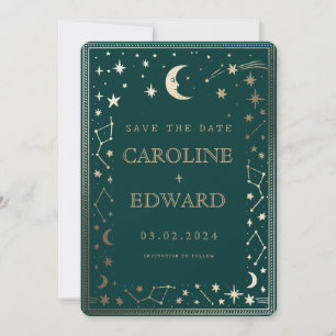 Reserve A Data Estrelas Douradas Lua Celestial Código Qr Salve a 